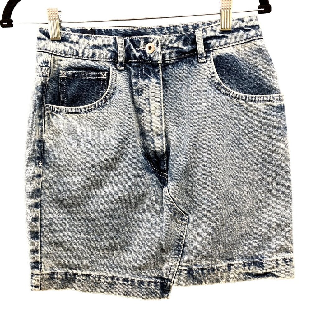 ASOS Collusion Jean Skirt Womens‎ Size 6 Blue Light Wash Straight Mini High Rise